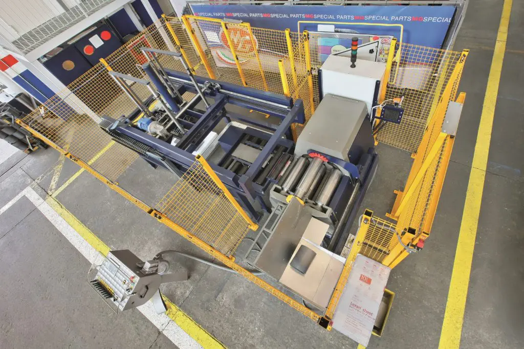 Arial view of MG CNC Bending Rolls with safety cage