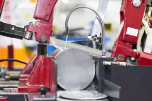 Image of bandsaw blade cutting metal