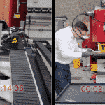 Split screen of the HSP CNC Punch vs the traditional steelworker