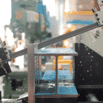 A Goldcut bandsaw blade cutting through a H beam of steel