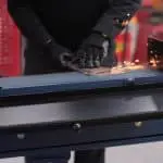 Image of metal being grinded on a Kepp Belt Grinder