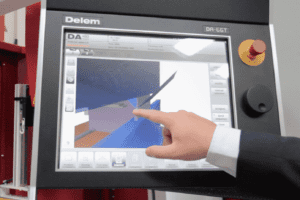 Hand operating the 3d Delem 69T Press Brake Controller