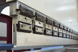 Close up detail of the top beam on a Morgan Rushworth Press Brake