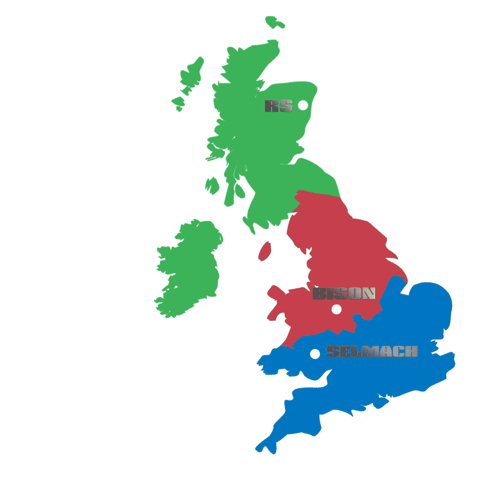 UKMG Map Company Locations Across the UK UK map showing where different branches are based