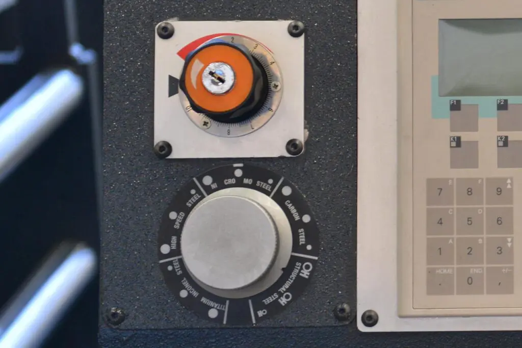 Close-up of a machine control panel