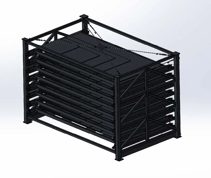 Morgan Rushworth 3D CAD rendering of a 8-pallet tower system