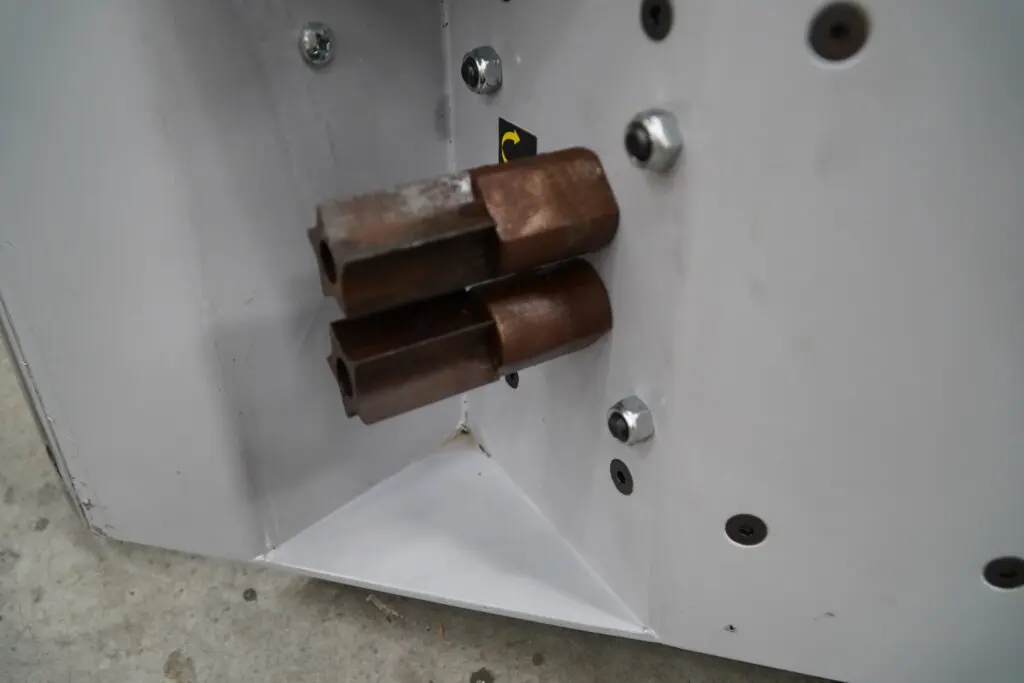 Close-up of the cleaning rollers on the Morgan Rushworth Slat Cleaner