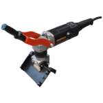A Promotech BM-25 heavy-duty plate beveller featuring a black motorized body, an orange stabilizer handle, and an adjustable bevelling head for edge preparation