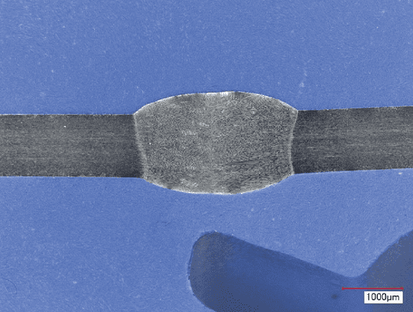 Butt joints in 304 stainless steel plates of 0.036in (~0.89mm)