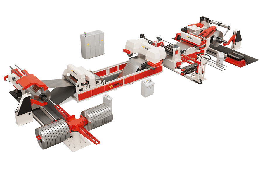 A cut-out image of an example of the full Morgan Rushworth Coil Slitting Line
