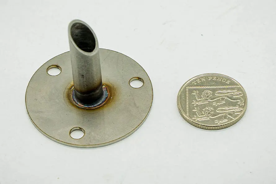 1.5mm Mild Steel Tube welded to a 1.5 mm Stainless Steel Disc Web