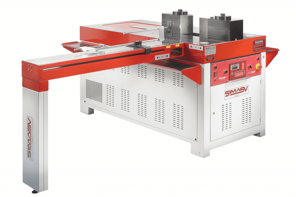 Front view Simasv-Hydraulic-T100-Horizontal-Bending-Press-with-Two-Axis-programmer-pictured-with-Bending-Tools