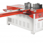 Front view Simasv-Hydraulic-T100-Horizontal-Bending-Press-with-Two-Axis-programmer-pictured-with-Bending-Tools