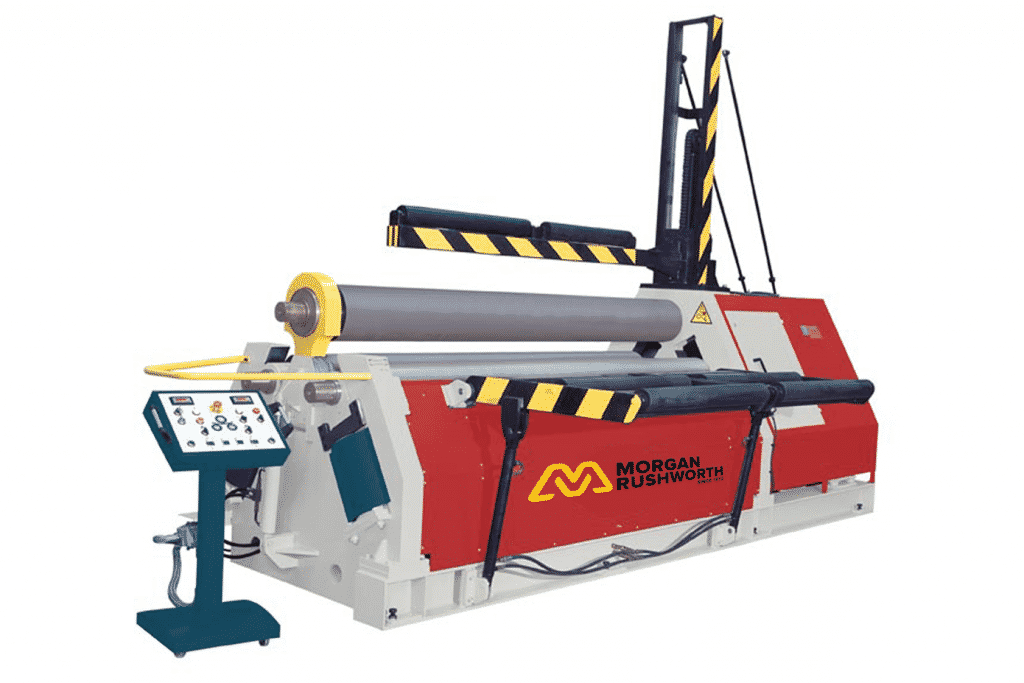 Side view of the Morgan Rushworth DPBM-3 Bending Roll featured with optional central support system