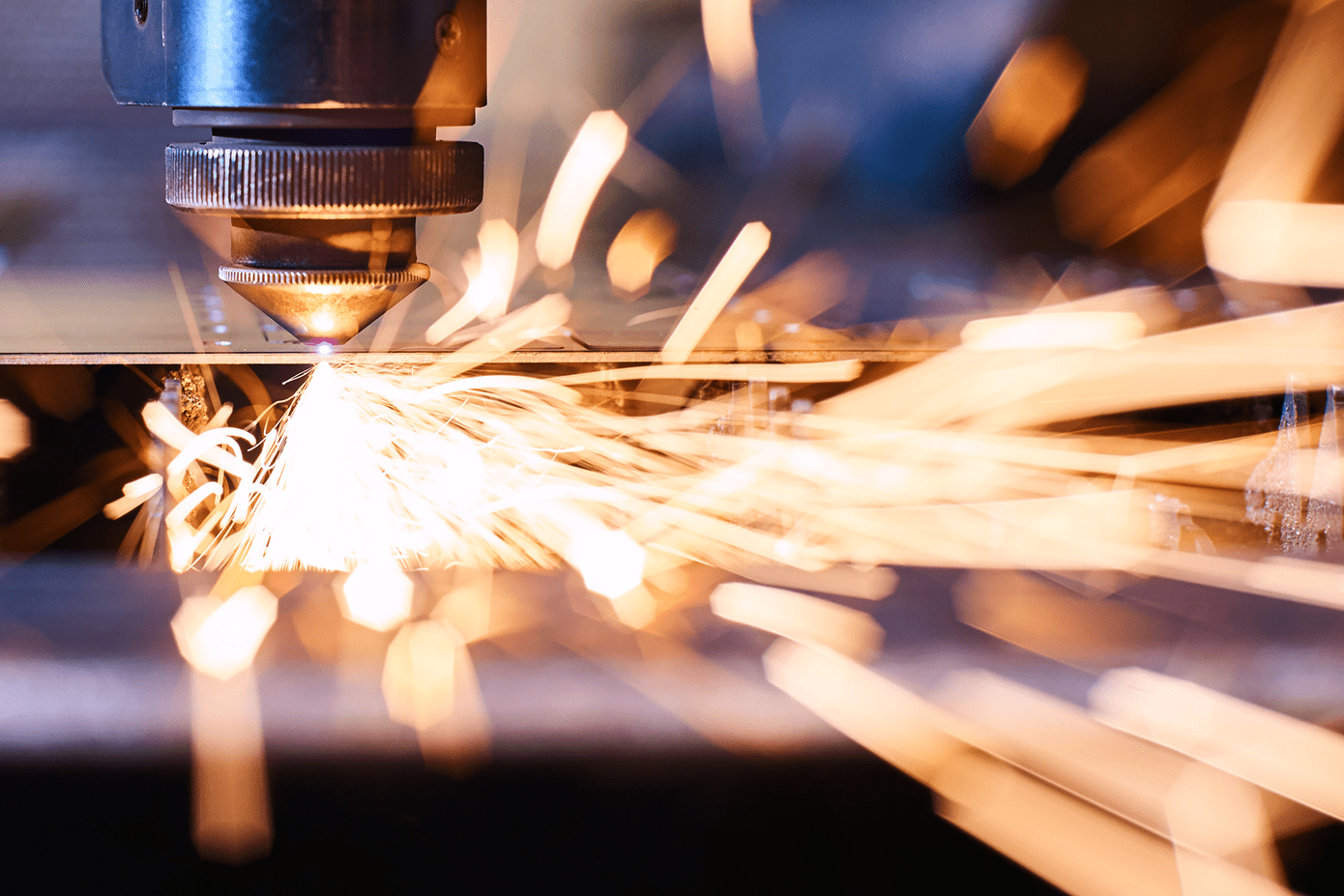 Detail of a fibre laser cutting