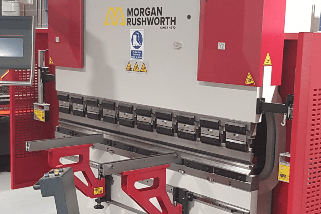 Image of the Morgan Rushworth Press Brake purchased by Colchester Institute on their premises